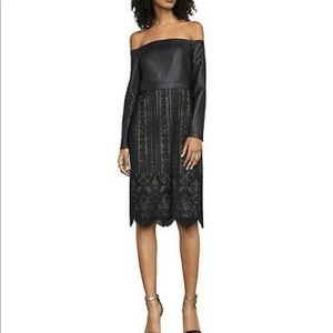 BCBGMAXAZRIA Women Nahara Leather and Lace Dress